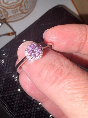 NWT $200 Sterling Silver Pink Sapphire Halo Ring Size 10